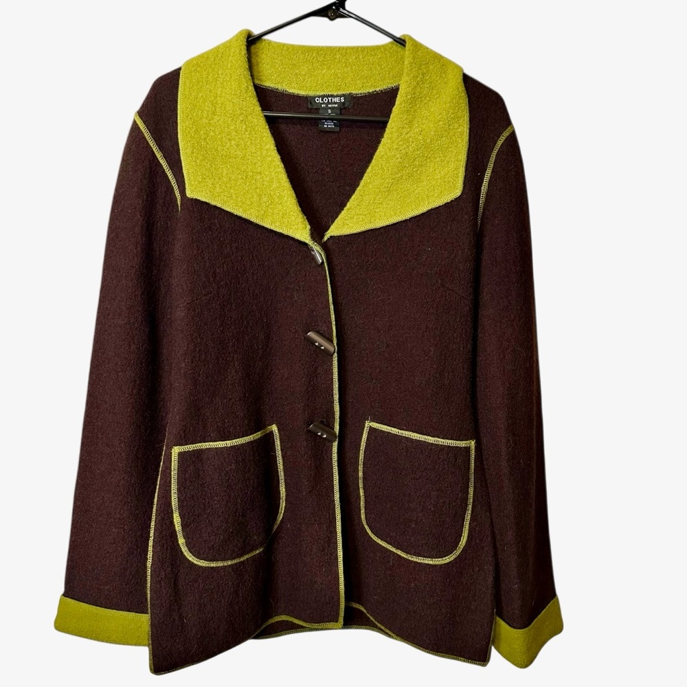 Clothes By Revue Wool Cardigan Artsy Lagenlook Cottage Cabin Retro Eclectic S